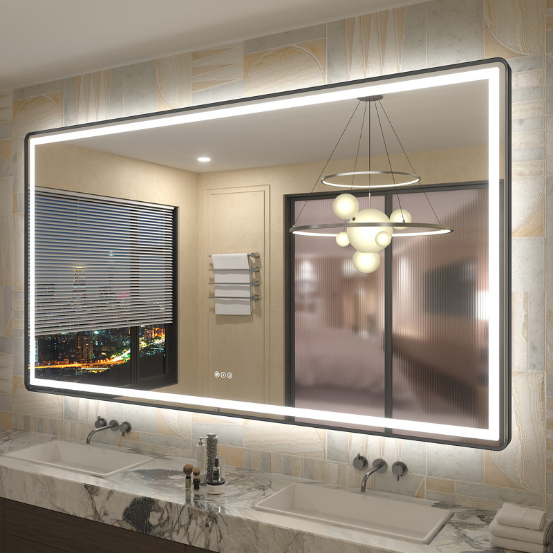 Miroir de salle de bain / de salle de bain anti-buée à DEL certifié Aevar avec garantie de 3 ans UL, 72 po x 40 po