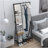 Coat Rack With Mirror, Multifunctional Hall Tree With Shoe Storage,  Aluminum Frame, For Living Room Bedroom 73X32x15 Inches, Industrial Style, Rustic Brown And Black