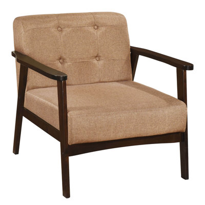 Accent Chair Button Tufted Mid-century Modern Lounge Chair with Armrest Brown