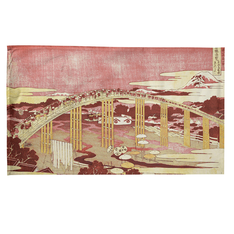 Serviette de thé japonaise bridge, Polyester sergé, Brun