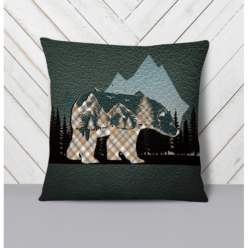 Throw Pillow With Insert, Brown/Green Plaid 1, 16"H x 16"W