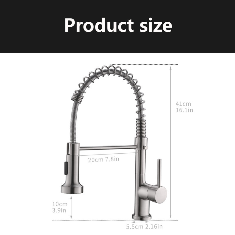 Kitchen Faucet With Pull Down Sprayer, Kitchen Sink Faucet, Nickel