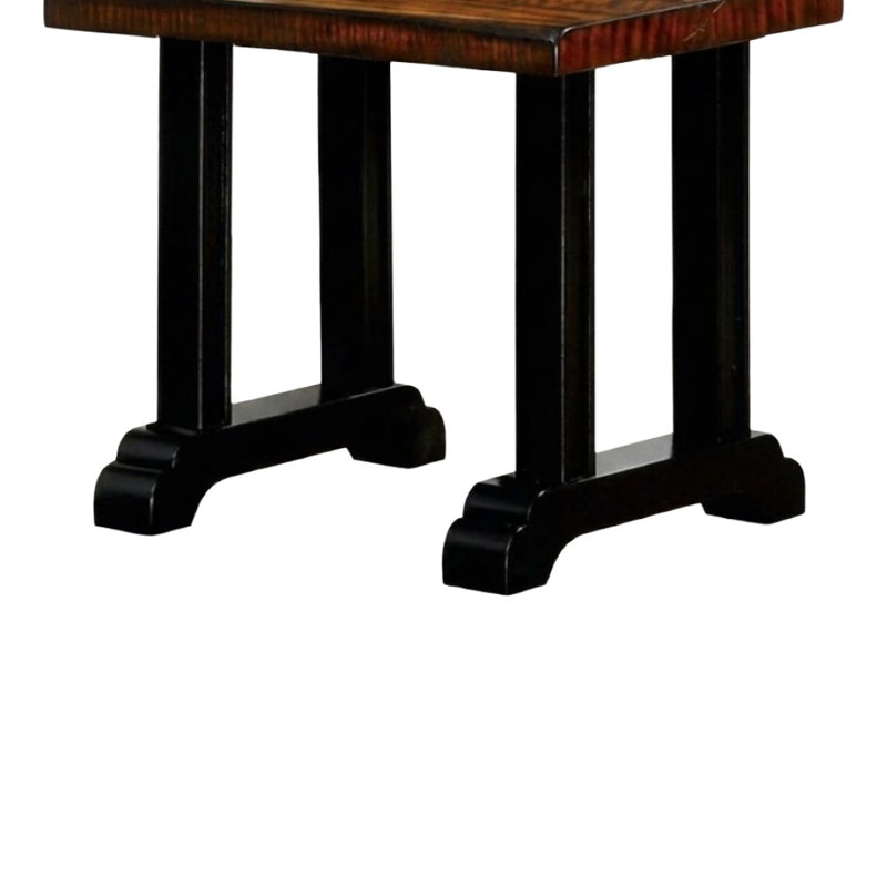 Ardella Table de bout rectangulaire en placage de bois de tabac tabac avec pieds noirs