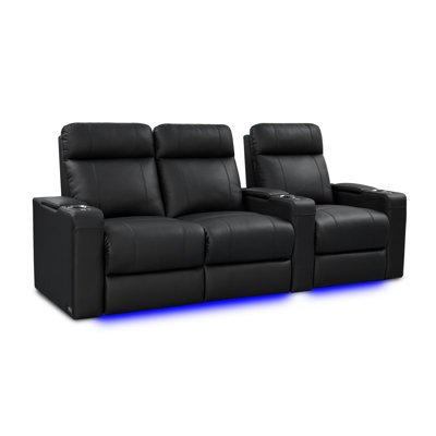 Upholstered Home Theater Seating with Cup Holder