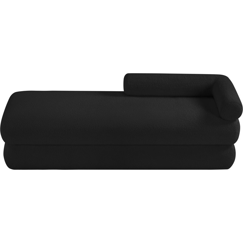 Banc rembourré en tissu Kennedy Eilynn Teddy, Tissu noir en fausse peau de mouton