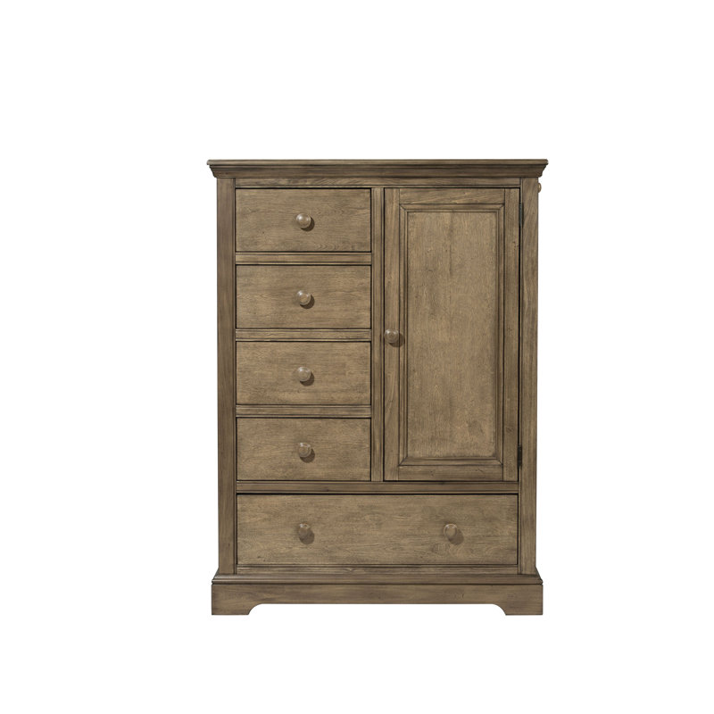 Cashew Solid Hardwood Transitional Chifferobe with Multi-use Storage