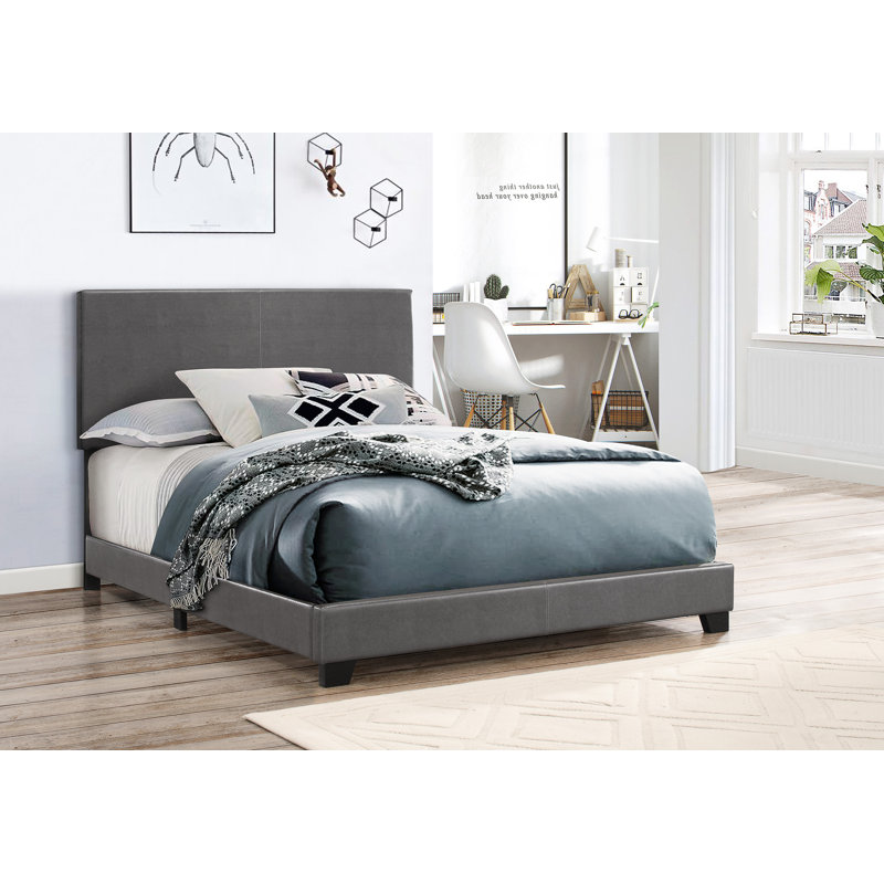 Lit tapissier standard à profil bas Hazelynn, Grand, Gris