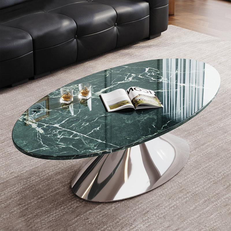 Table basse moderne minimaliste ovale en marbre