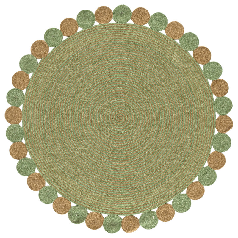 Braided Hand Woven No Pattern Indoor Rug, 6'-0" x 6'-0" Round