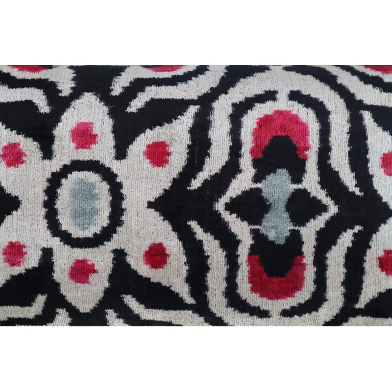Velvet Geometric Lumbar Pillow Cover & Insert, Black/White/Red Geometric 2