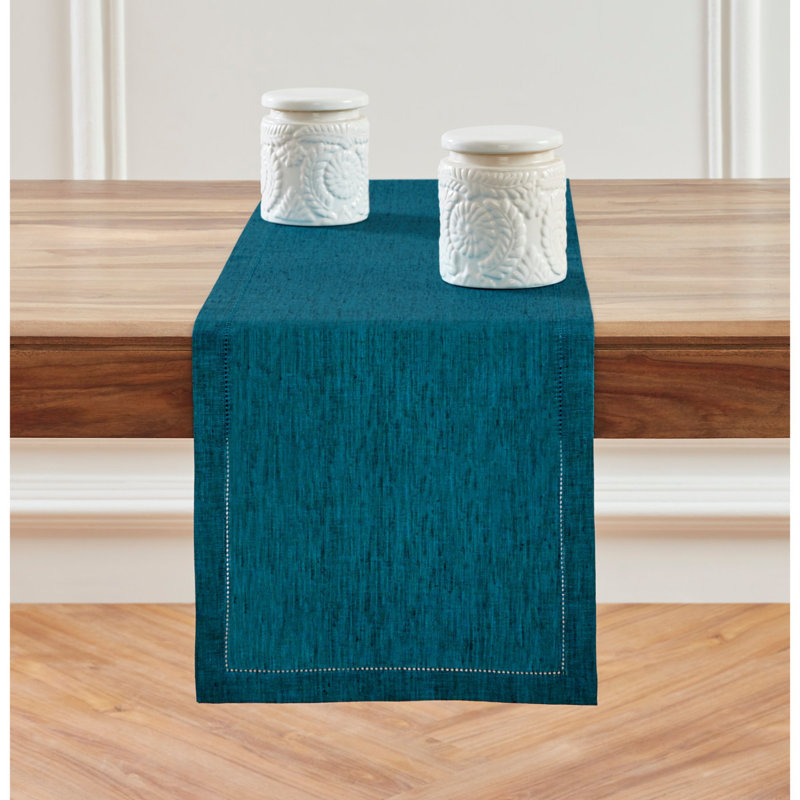 Milan - 100% Pure Linen Table Runner, Chambray Teal, 108" x 14"