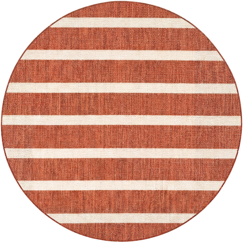  Positano 4' x Round Terracotta Ivory Modern Rug, Round 4'