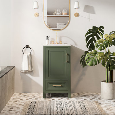 Fully Assembled 18" Freestanding Single Bathroom Vanity with Ceramic Top