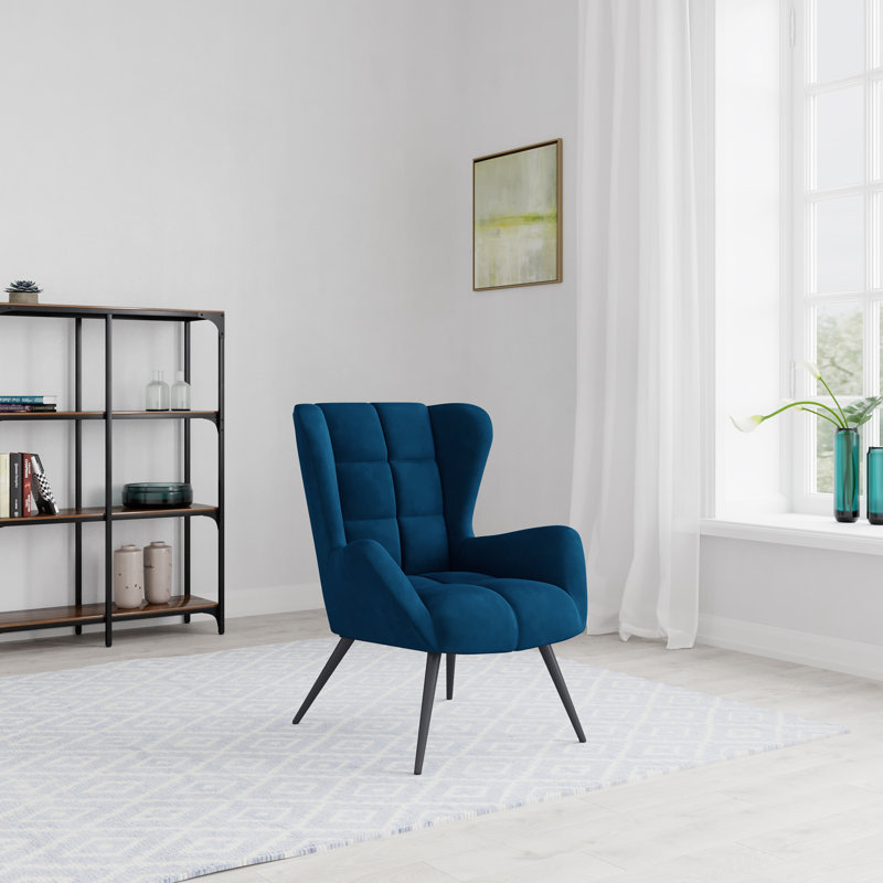 Espen Accent Chair Blue Velvet Lounge chair, Blue