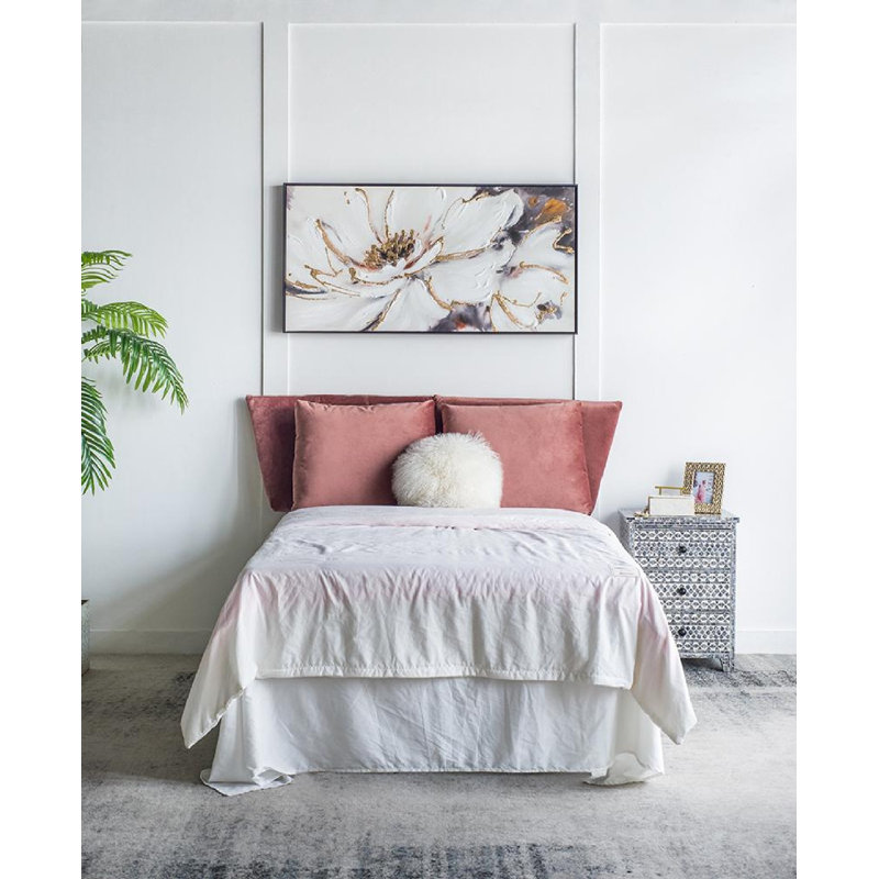 Large White and Gold Floral Canvas Print