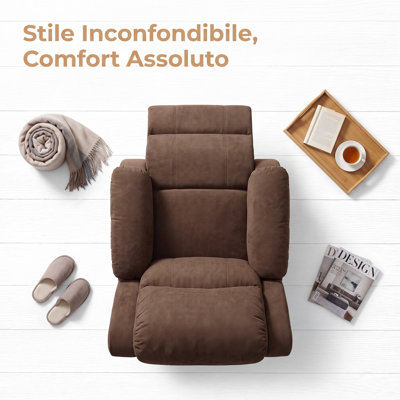 Ensemble de canapé inclinable électrique 3 pièces brun | Canapé en velours avec rangement et porte-gobelets