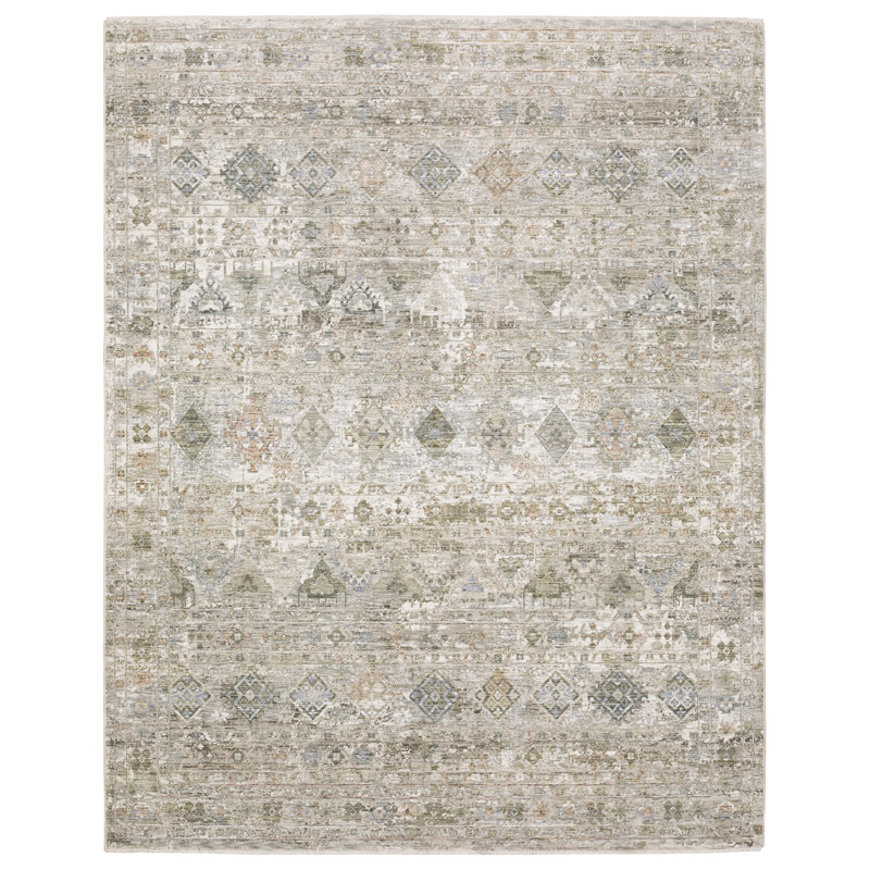 Tapis beige / gris Kuebler, Rectangle 6 pi 7 po x 9 pi 10 po