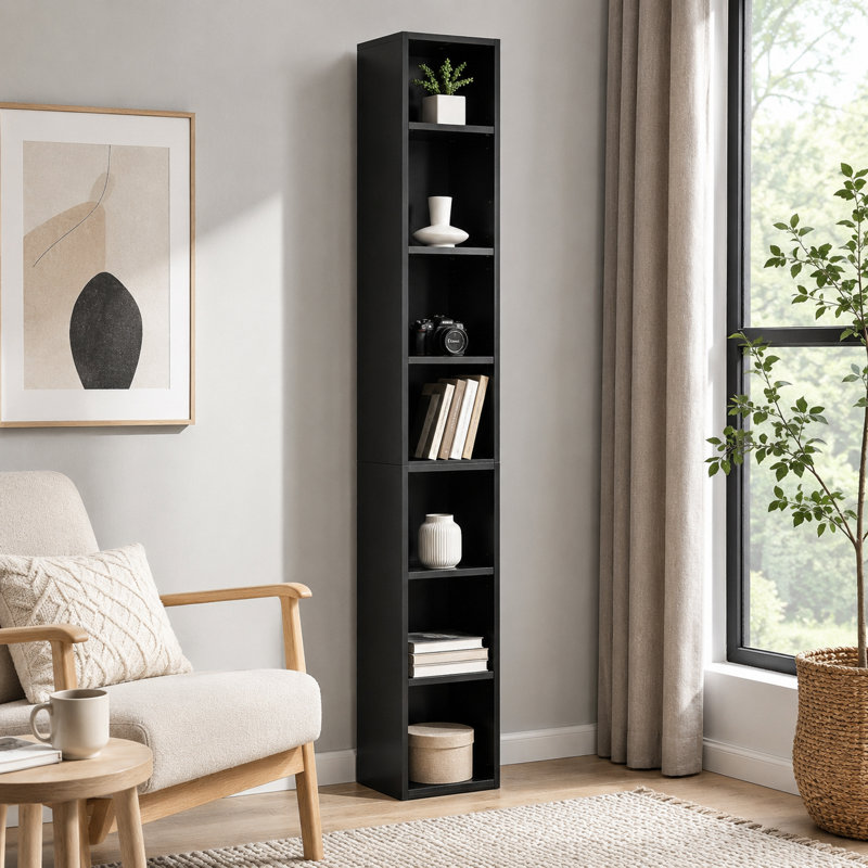 Armoire de rangement étroite et étroite à 8 niveaux pour CD avec tablettes réglables - Présentoir à double usage multifonctionnel pour la maison et le bureau