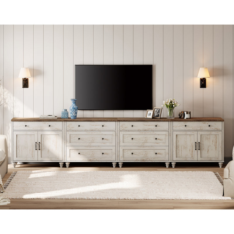 TV Stand For Tvs Up To 105 Inch, Wood TV Console Table For 65-100 Inch TV, Entertainment Center With Door & Drawer, Kitchen Sideboard Buffet Cabinet For Dining Room