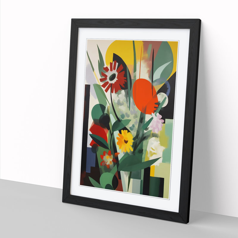 Bauhaus Flowers Vol.4 - Single Picture Frame Print, 46cm H x 34cm W, Black Framed