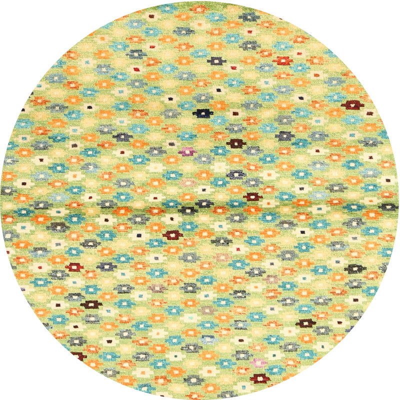 Tapis crème/bleu/brun contemporain, Rond 6 pi