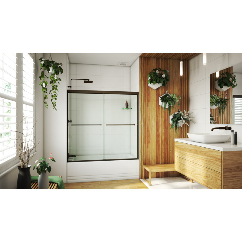 Porte de baignoire sans cadre 60 "x 55,38" Leter, Bronze huilé anodisé
