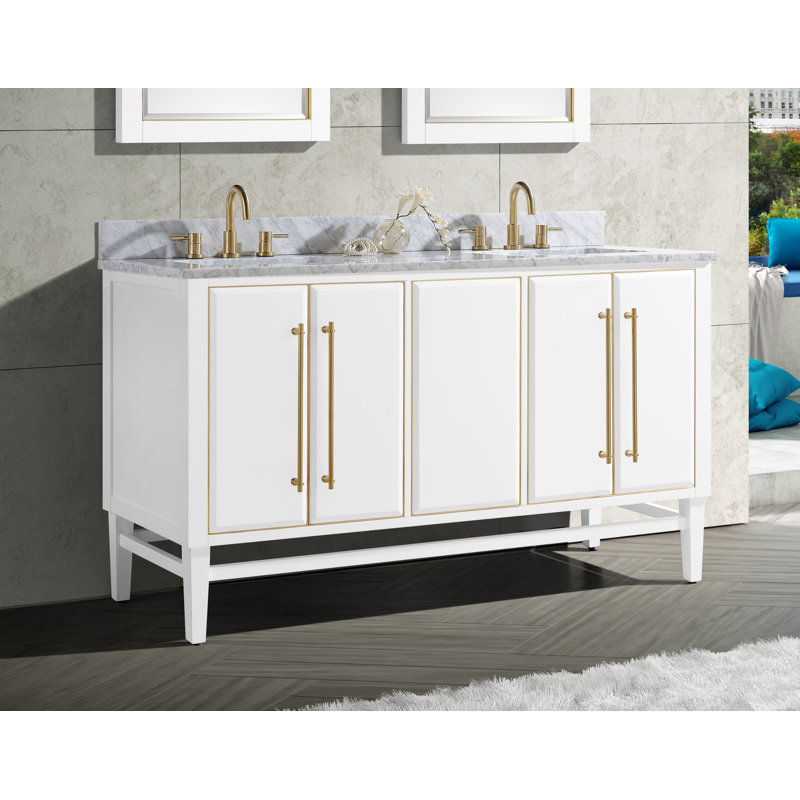 Base de meuble-lavabo double 60 po Ewen, Marine, Or