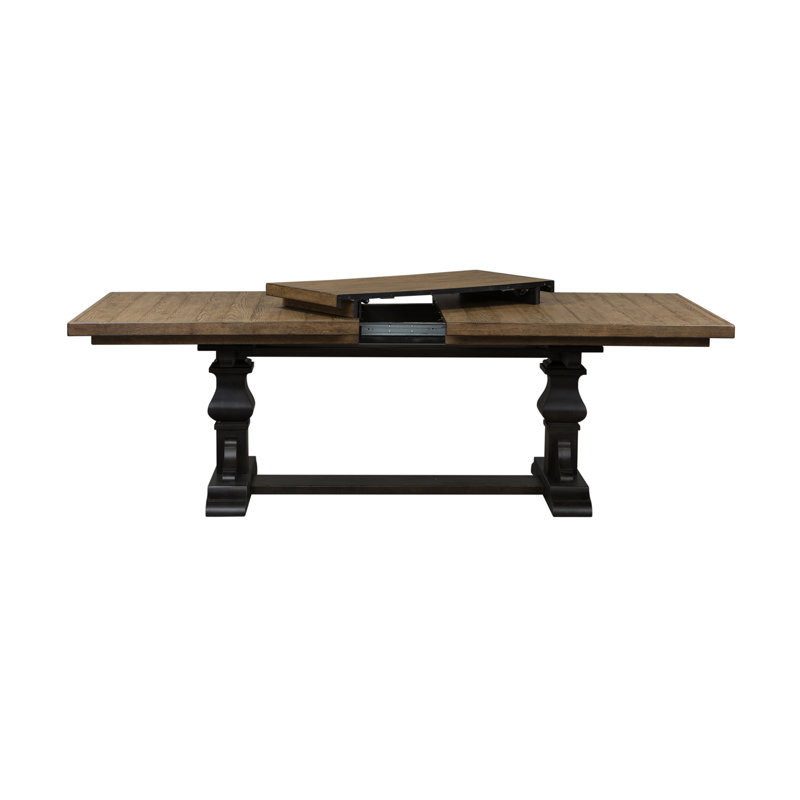 Sonntag Extendable Rubberwood Solid Wood Trestle Dining Table
