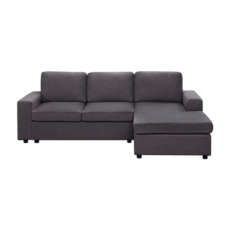 Canapé moderne avec méridienne réversible Dunl, Lin gris foncé, H 33,05 po x l 94,55 po x P 61,05 po