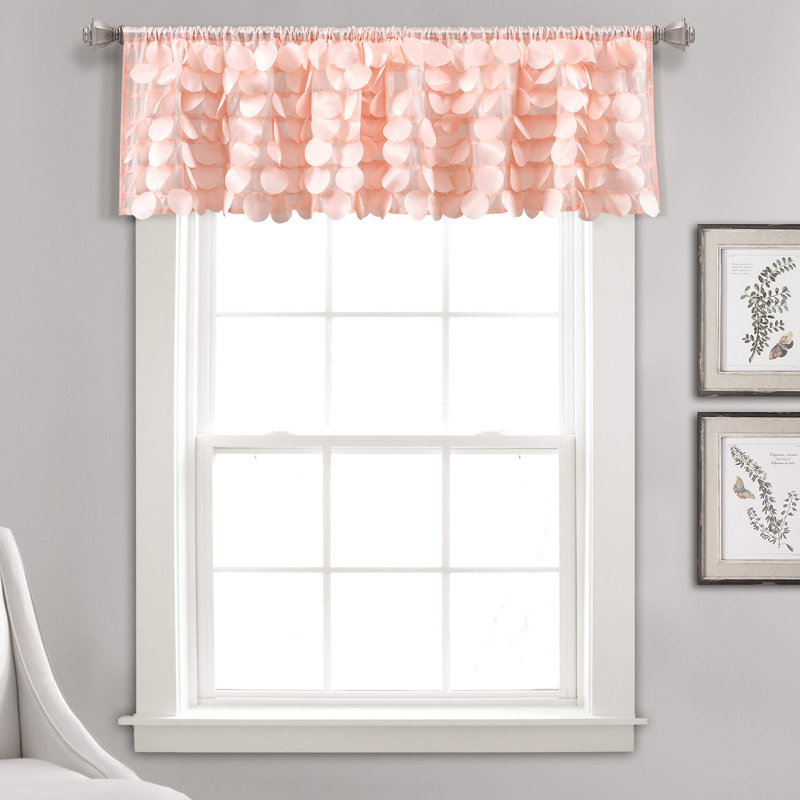 Cantonnière festonnée de couleur unie de 70 po Gigi, Rosé, l 70 po x L 14 po