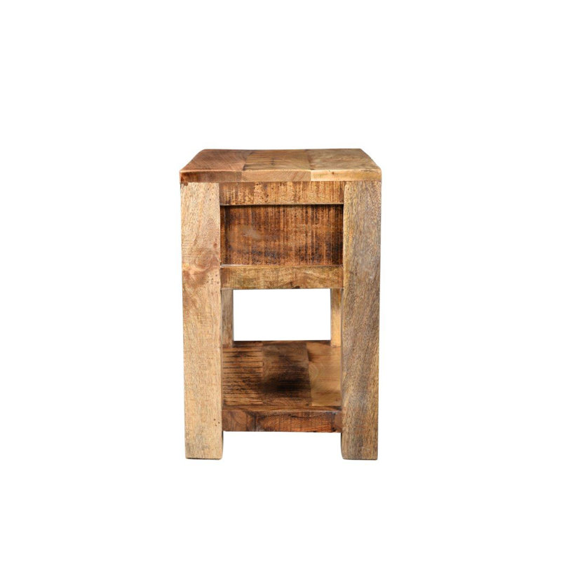 Thuringowa Solid Wood End Table with Storage, Light Brown, 20" H x 20" W x 16" D