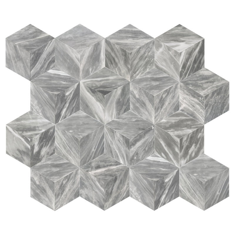  Carreau de marbre hexagonal pour mur et plancher, pierre naturelle polie, marbre véritable, boîte de 12 pièces, gris de Carrare