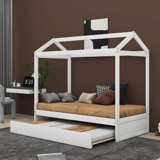 Myalyn Twin House Beds with Trundle by Latitude Run®