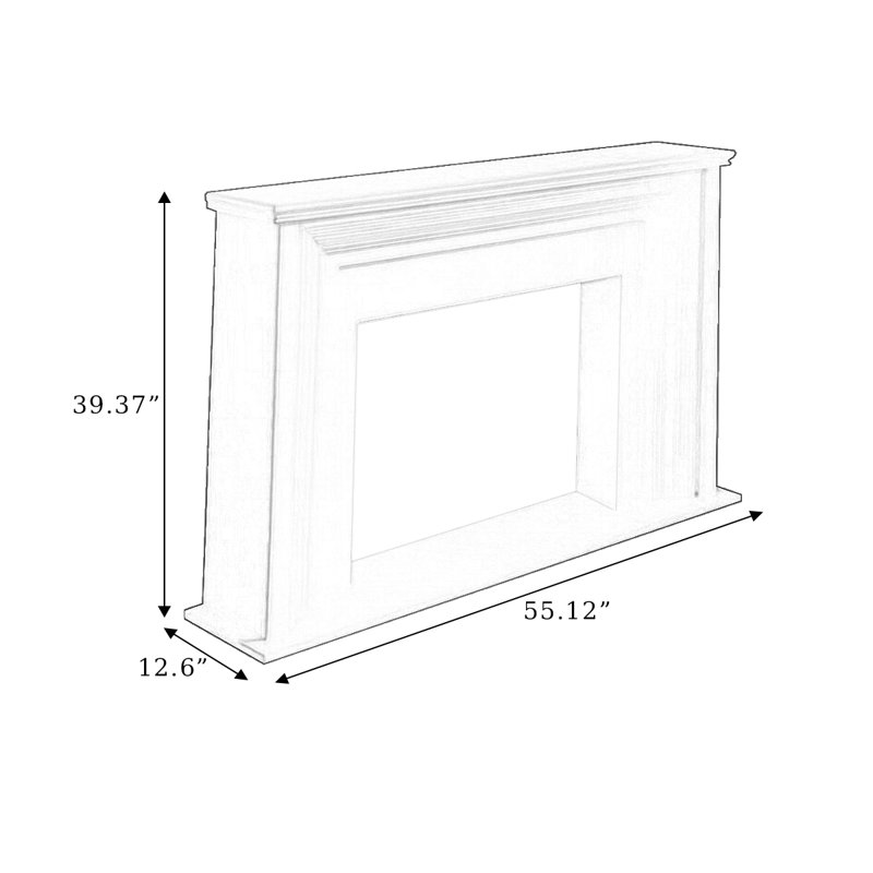 Foyer autoportant en bois massif beige, H 39,37 po x l 55,12 po x P 12,6 po