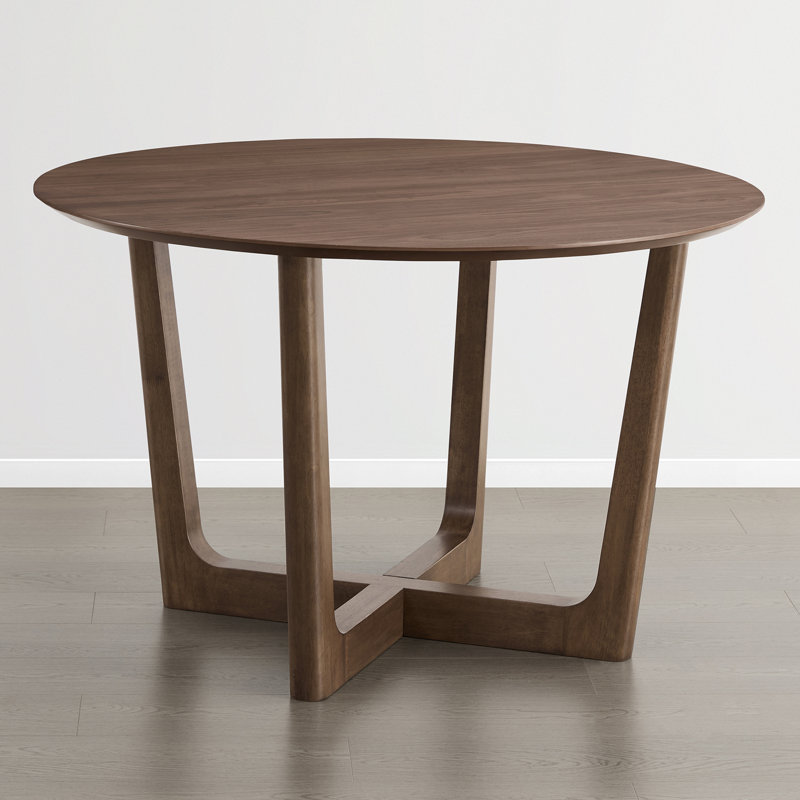 Modern Round Wood Dining Table with Cross-Leg Solid Wood Base, Walnut