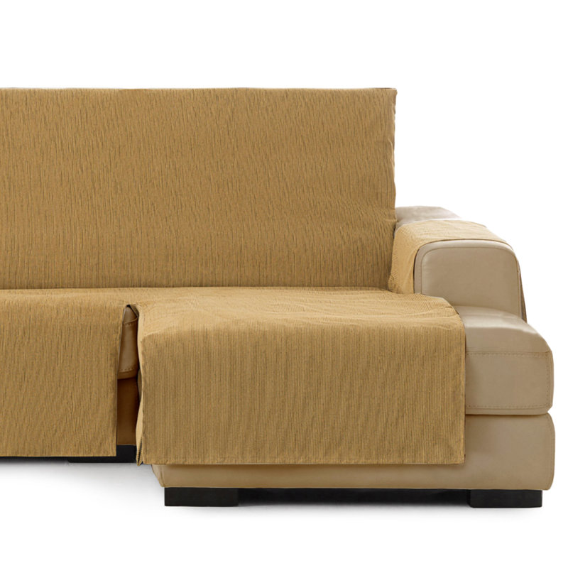 Birbal Box Cushion Chaise Lounge Slipcover, Ochre, 220cm H x 240cm W x 3cm D