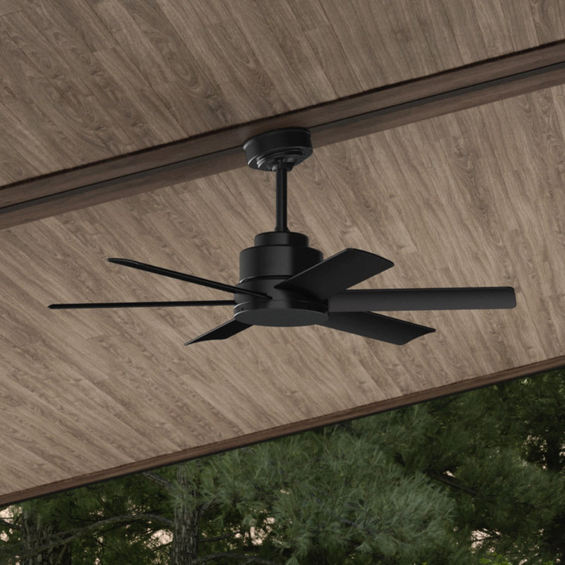 44" Kennicott 6 - Blade Modern Outdoor / Indoor Ceiling Fan with Wall Control, Matte Black