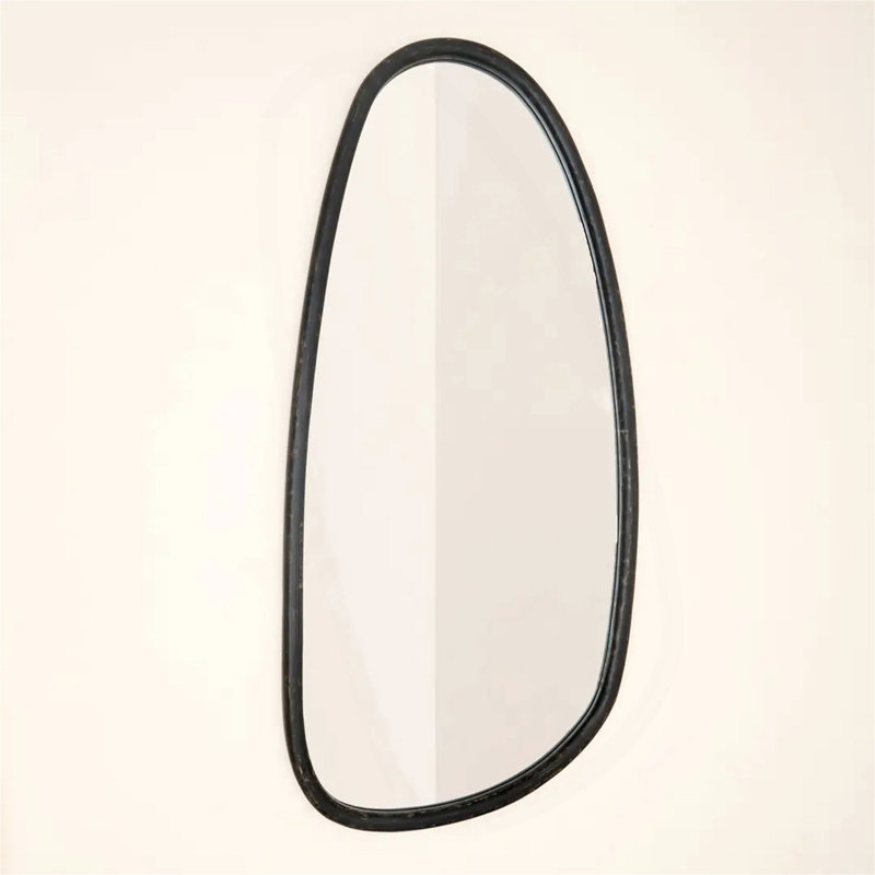 Miroir mural avec cadre en bois de manguier noir, 28 x 60 po