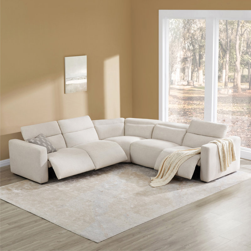Canapé modulaire inclinable électrique 5 pièces Alaylah, Symétrique, H 39,4 po x l 125,2 po x P 125,2 po