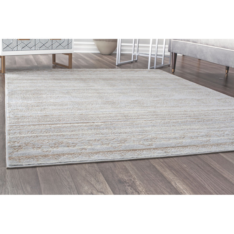 Oriental Misty Blue Area Rug, Rectangle 7'x9'