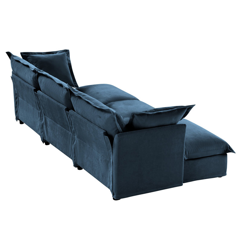 Luxueux 3 chenille, bleu, siège profond pour le confort 3 canapé bleu avec un assemblage facile,