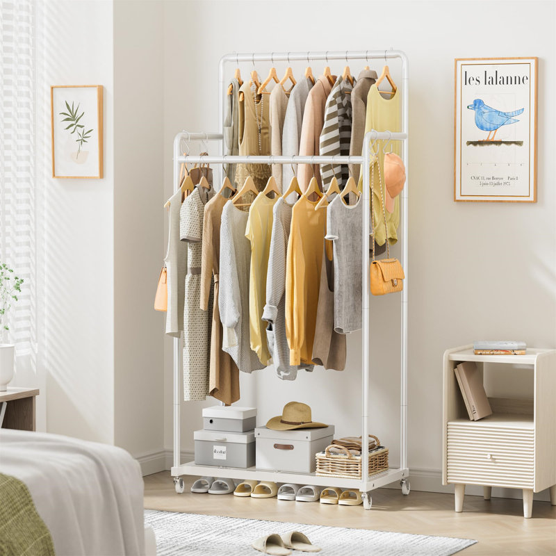Pinnell 72.5cm Rolling Clothing Rack, White