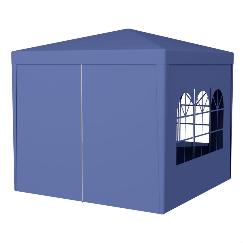 10'X10' Party Tent Outdoor Heavy Duty Gazebo Wedding Canopy + 4 Removable Walls, Blue, Silver