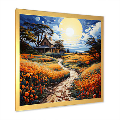 Farmhouse Farmstead Bliss Pointillism I - Countryside Canvas Prints