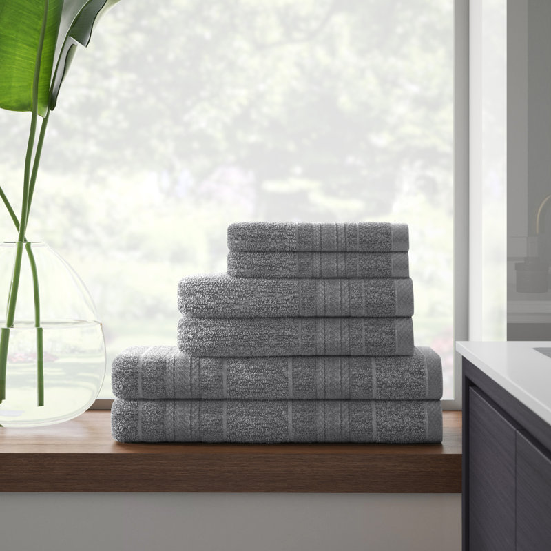 Ensemble de serviettes de bain 6 pièces Adrien, Argent argent