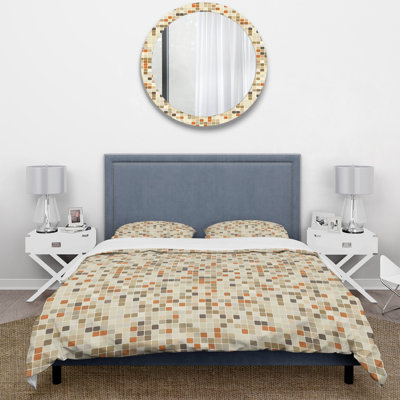Ensemble de housse de couette beige clair Mid-Century Mosaic Tiles II - Mid-Century