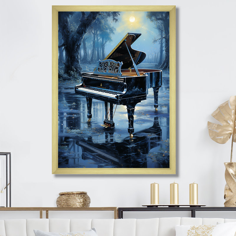 «Piano Forest Reflection I», reproduction sur toile, Cadre doré simple, H 40 po x l 30 po x P 1,5 po