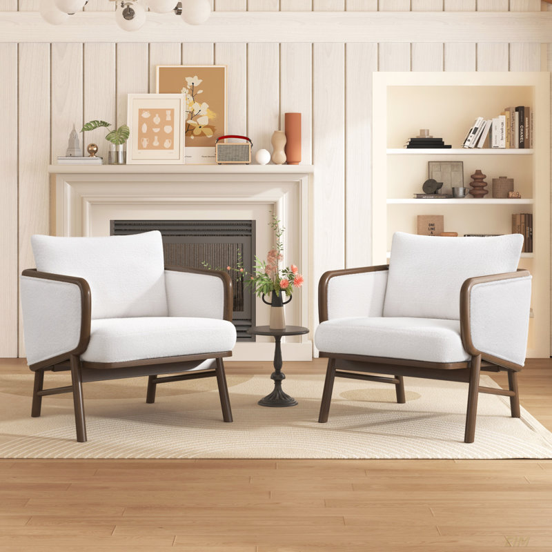 Ensemble de 2 chaises d'appoint rembourrées en tissu Sherpa