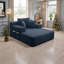 Chaise longue convertible Resta en velours côtelé duveteux avec poches de rangement et 3 coussins-129022238