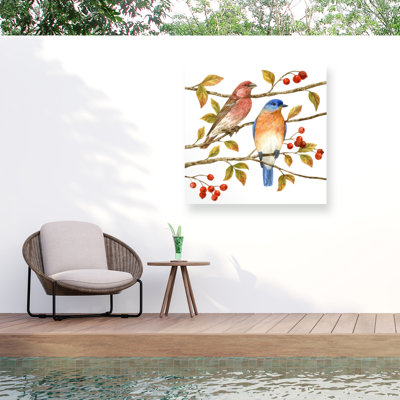 Jane Maday «Birds and Berries IV», toile d'extérieur